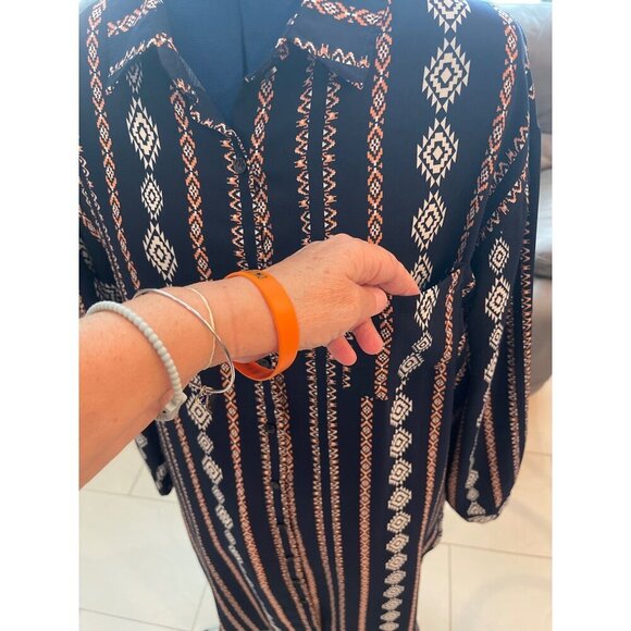 Vintage-Inspired SettleDown 3XL Button-Up Shirt Dress In Geometric Pattern - Picture 5 of 13